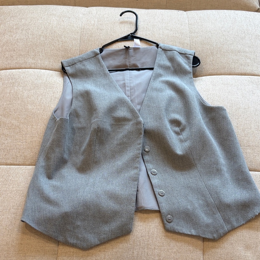 H&M Gray Tailored Vest with Button Front